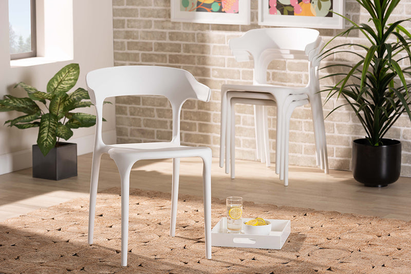 Daxton Modern Transtional White Plastic 4-Piece Dining Chair Set