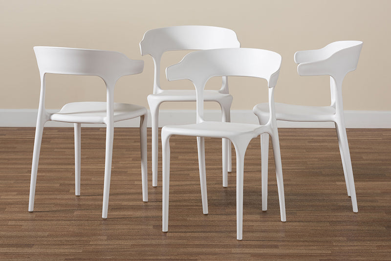 Daxton Modern Transtional White Plastic 4-Piece Dining Chair Set