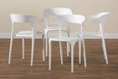 Daxton Modern Transtional White Plastic 4Pc Dining Chair Set Baxton