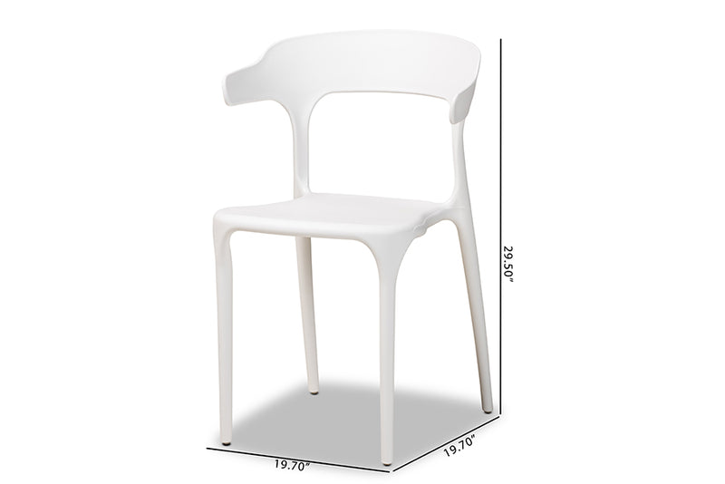 Daxton Modern Transtional White Plastic 4-Piece Dining Chair Set