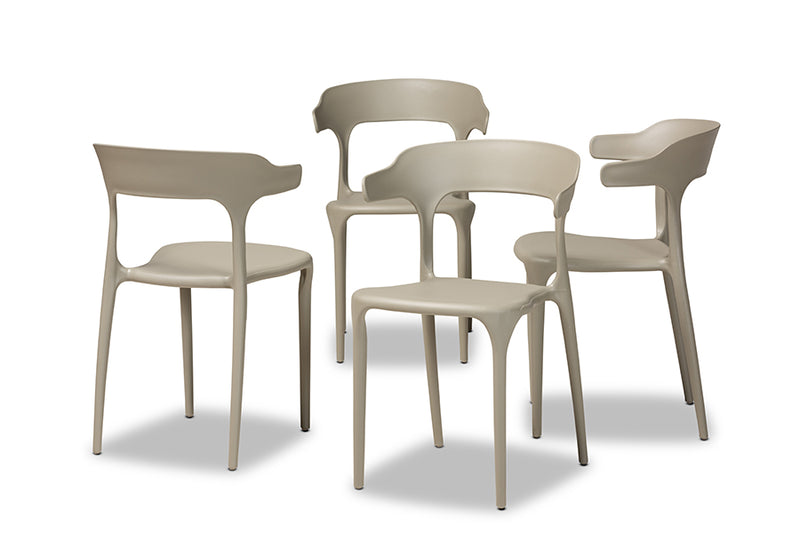 Daxton Modern Transtional Beige Plastic 4-Piece Dining Chair Set