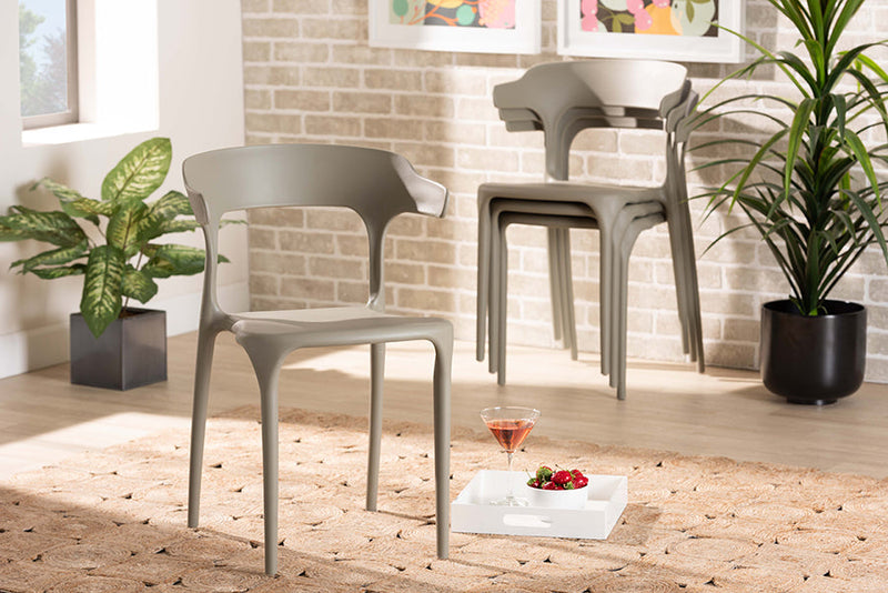 Daxton Modern Transtional Beige Plastic 4Pc Dining Chair Set Baxton