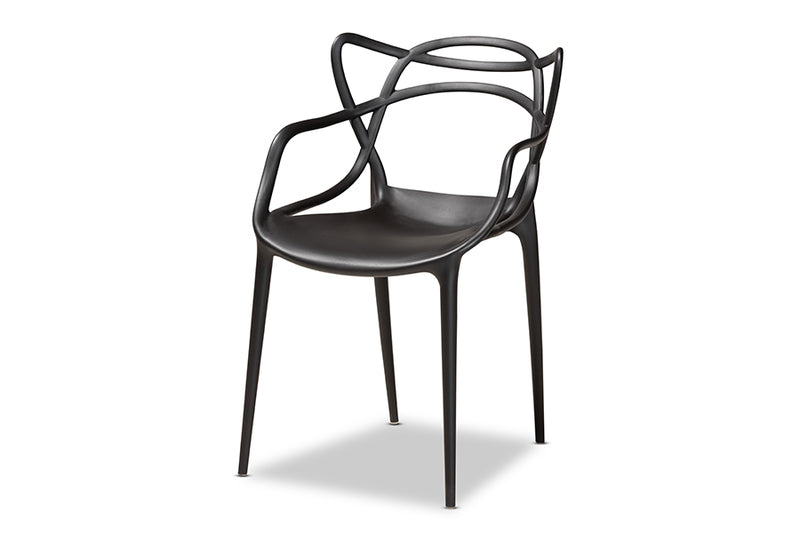 Marilla Modern and Contemporary Black Finished Polypropylene Plastic 4-Piece Stackable Dining Chair Set