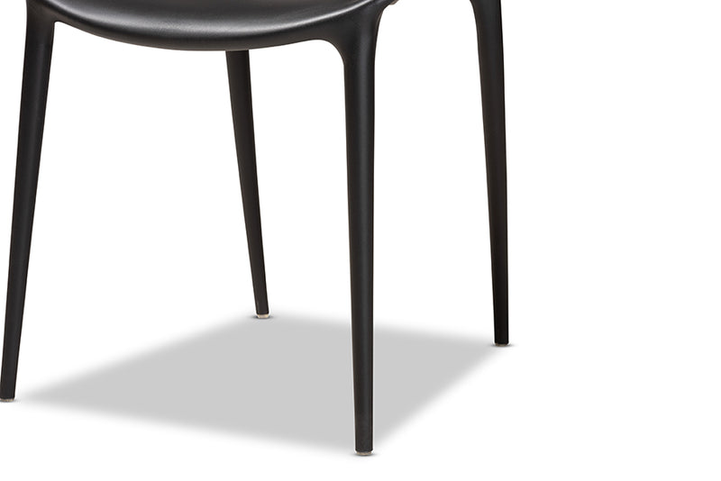 Marilla Modern and Contemporary Black Finished Polypropylene Plastic 4-Piece Stackable Dining Chair Set