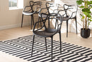 Marilla Black Finished Polypropylene Plastic 4Pc Stackable Dining Chair Set Baxton