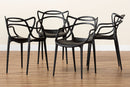 Marilla Black Finished Polypropylene Plastic 4Pc Stackable Dining Chair Set Baxton