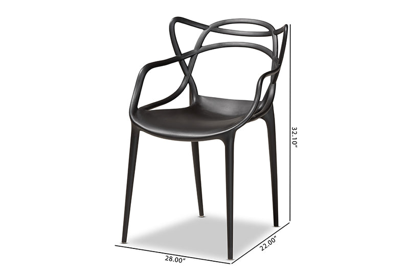 Marilla Modern and Contemporary Black Finished Polypropylene Plastic 4-Piece Stackable Dining Chair Set