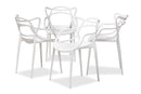 Marilla White Finished Polypropylene Plastic 4Pc Stackable Dining Chair Set Baxton