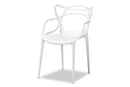 Marilla White Finished Polypropylene Plastic 4Pc Stackable Dining Chair Set Baxton