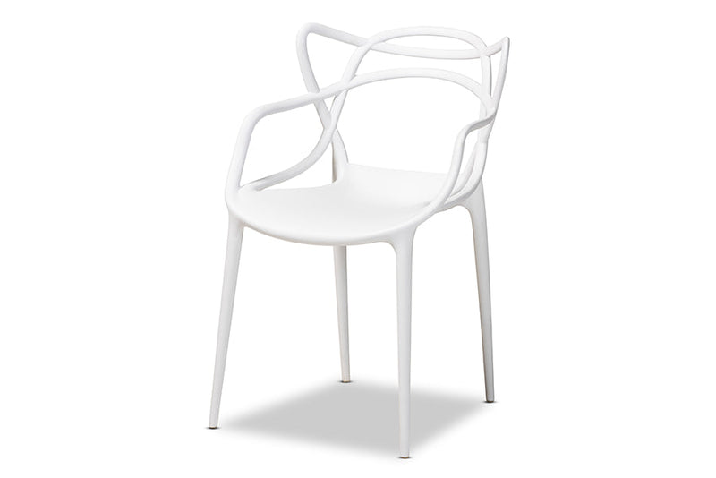 Marilla White Finished Polypropylene Plastic 4Pc Stackable Dining Chair Set Baxton