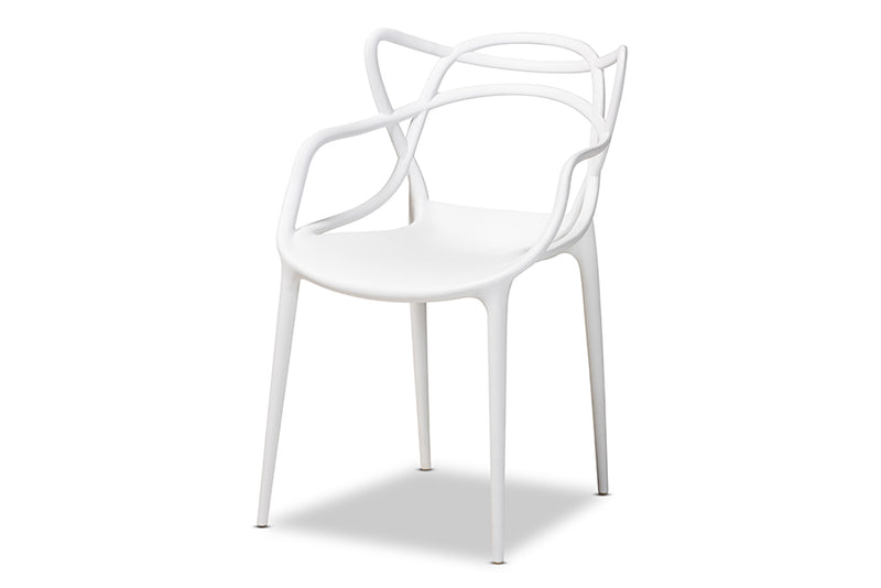 Marilla Modern and Contemporary White Finished Polypropylene Plastic 4-Piece Stackable Dining Chair Set