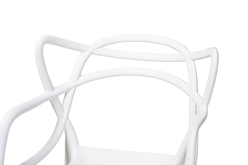 Marilla Modern and Contemporary White Finished Polypropylene Plastic 4-Piece Stackable Dining Chair Set