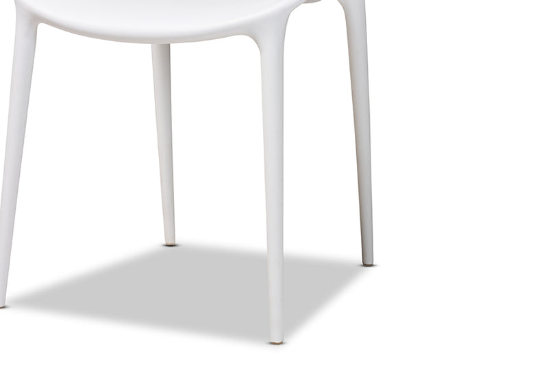 Marilla Modern and Contemporary White Finished Polypropylene Plastic 4-Piece Stackable Dining Chair Set