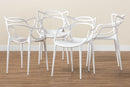 Marilla White Finished Polypropylene Plastic 4Pc Stackable Dining Chair Set Baxton