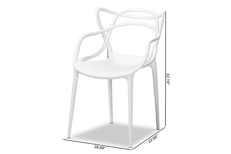 Marilla Modern and Contemporary White Finished Polypropylene Plastic 4-Piece Stackable Dining Chair Set