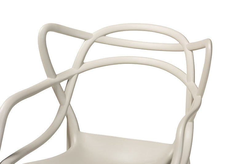 Marilla Beige Finished Polypropylene Plastic 4Pc Stackable Dining Chair Set Baxton