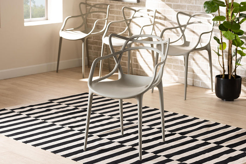 Marilla Beige Finished Polypropylene Plastic 4Pc Stackable Dining Chair Set Baxton