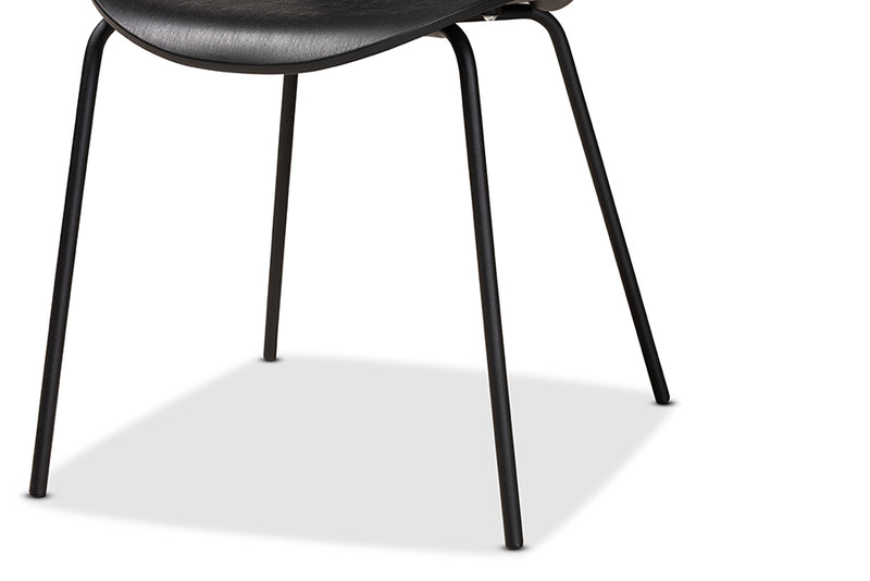 Hampton Modern and Contemporary Black Plastic and Black Metal 4-Piece Dining Chair Set