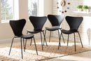 Hampton Black Plastic and Black Metal 4Pc Dining Chair Set Baxton
