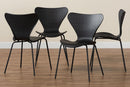 Hampton Black Plastic and Black Metal 4Pc Dining Chair Set Baxton