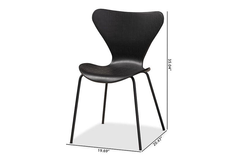 Hampton Black Plastic and Black Metal 4Pc Dining Chair Set Baxton