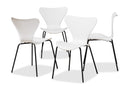 Hampton White Plastic and Black Metal 4Pc Dining Chair Set Baxton