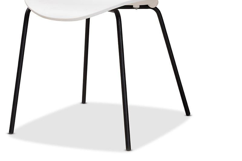 Hampton White Plastic and Black Metal 4Pc Dining Chair Set Baxton