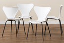 Hampton White Plastic and Black Metal 4Pc Dining Chair Set Baxton
