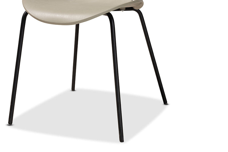 Hampton Beige Plastic and Black Metal 4Pc Dining Chair Set Baxton