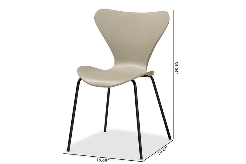 Hampton Beige Plastic and Black Metal 4Pc Dining Chair Set Baxton