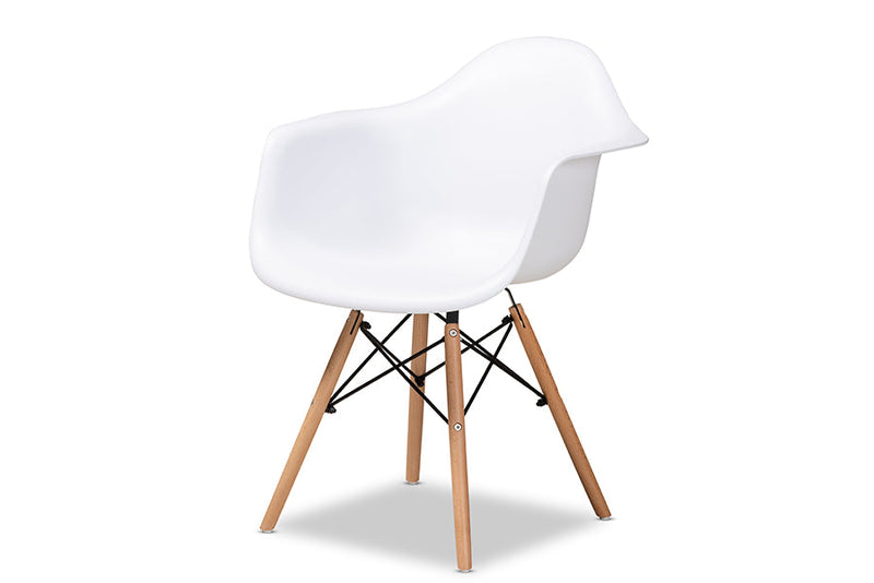 Kellyn White Finished Polypropylene Plastic and Oak Brown 5-Piece Dining Set Baxton