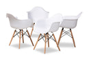 Kellyn White Finished Polypropylene Plastic and Oak Brown 4Pc Dining Chair Set Baxton