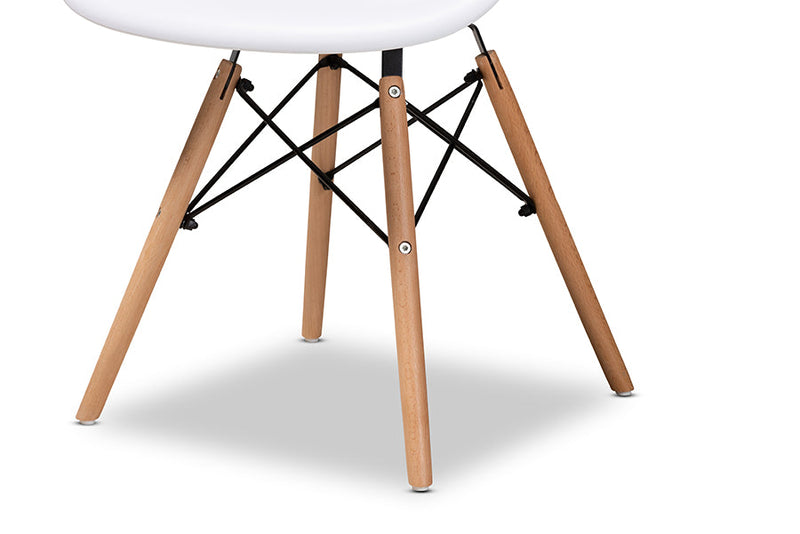 Kellyn White Finished Polypropylene Plastic and Oak Brown 4Pc Dining Chair Set Baxton