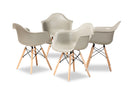 Kellyn Beige Finished Polypropylene Plastic and Oak Brown 4Pc Dining Chair Set Baxton
