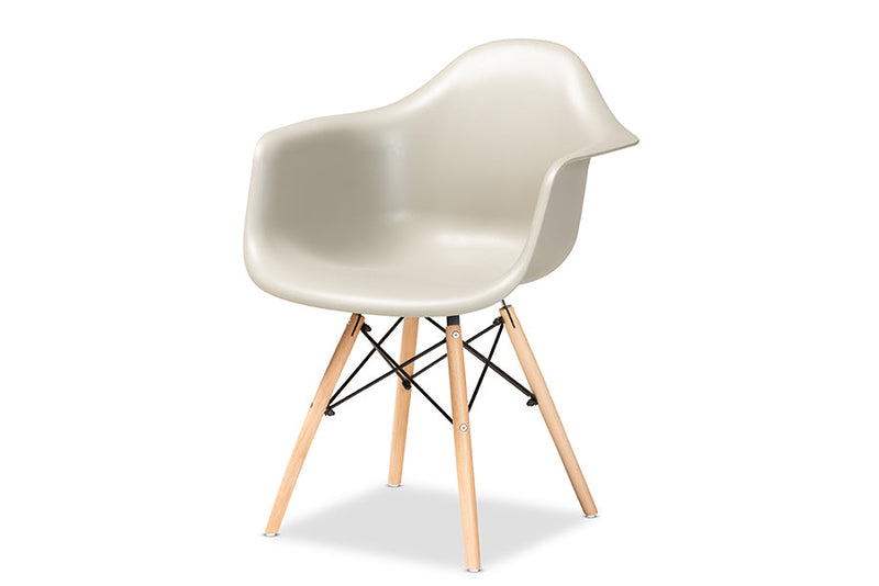 Kellyn Beige Finished Polypropylene Plastic and Oak Brown 4Pc Dining Chair Set Baxton