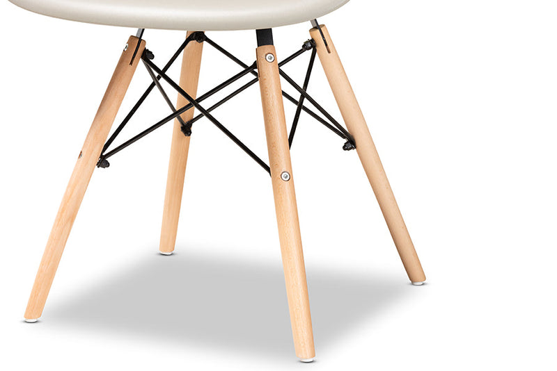 Kellyn Beige Finished Polypropylene Plastic and Oak Brown 4Pc Dining Chair Set Baxton
