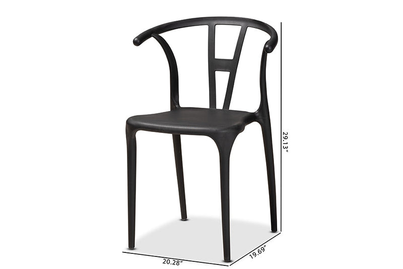 Ivana Black Plastic 4Pc Dining Chair Set Baxton