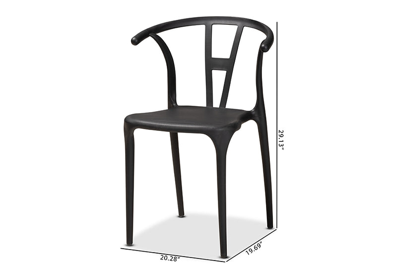 Ivana Modern and Contemporary Black Plastic 4-Piece Dining Chair Set