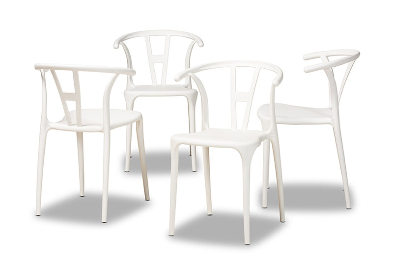 Ivana Modern and Contemporary White Plastic 4-Piece Dining Chair Set