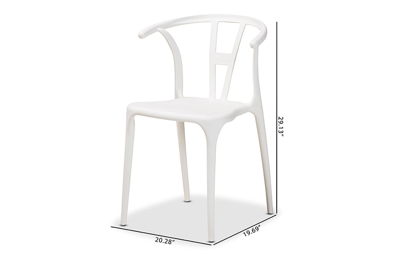 Ivana Modern and Contemporary White Plastic 4-Piece Dining Chair Set