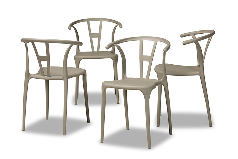 Ivana Modern and Contemporary Beige Plastic 4-Piece Dining Chair Set