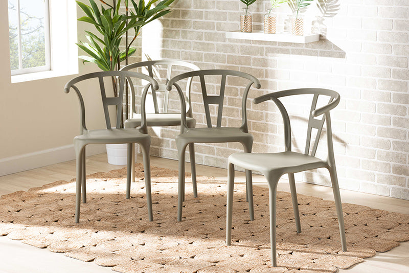 Ivana Modern and Contemporary Beige Plastic 4-Piece Dining Chair Set