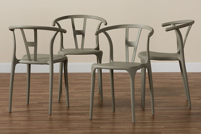 Ivana Modern and Contemporary Beige Plastic 4-Piece Dining Chair Set