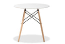 Filicia White Finished Polypropylene Plastic and Oak Brown Dining Table Baxton