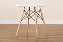Filicia White Finished Polypropylene Plastic and Oak Brown Dining Table Baxton
