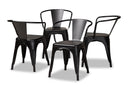 Adonica Black Finished Metal 4Pc Dining Chair Set Baxton