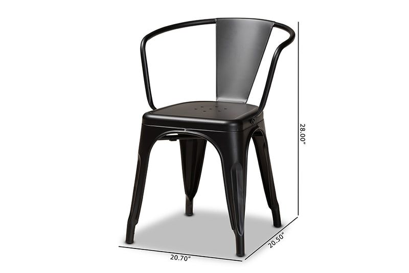 Adonica Modern Industrial Black Finished Metal 4-Piece Dining Chair Set