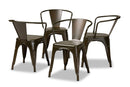 Adonica Brown Finished Metal 4Pc Dining Chair Set Baxton