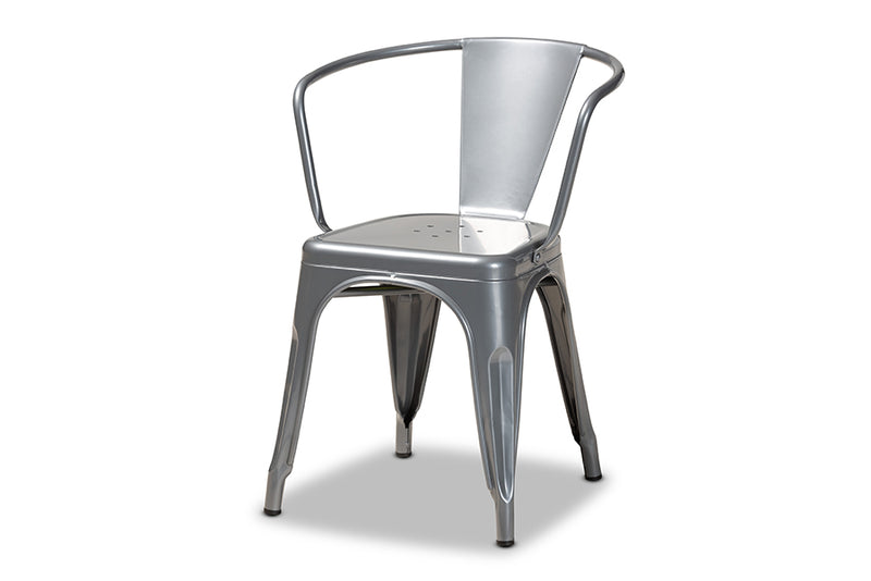 Adonica Modern Industrial Gray Finished Metal 4-Piece Dining Chair Set