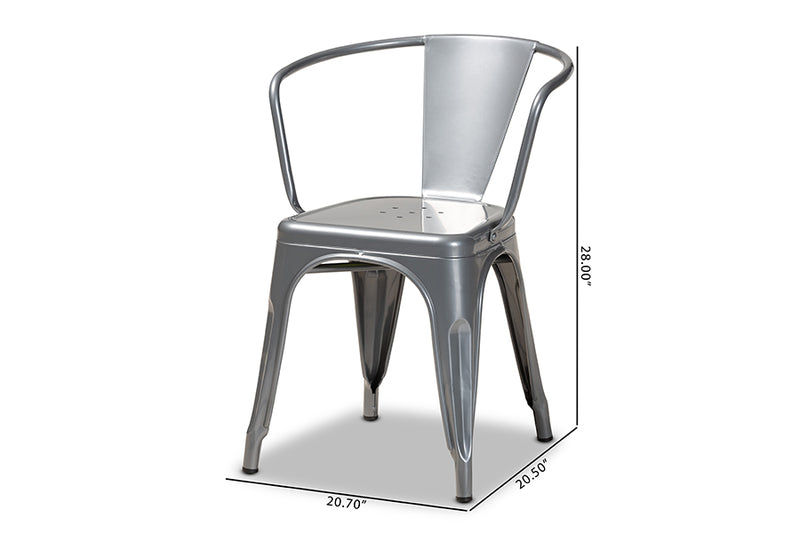 Adonica Modern Industrial Gray Finished Metal 4-Piece Dining Chair Set